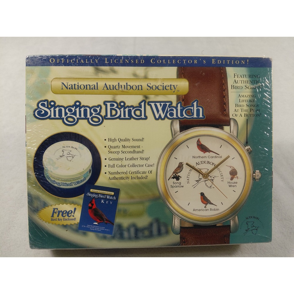 NEW National Audubon Society Singing Bird Watch Leather Strap Collectors Edition